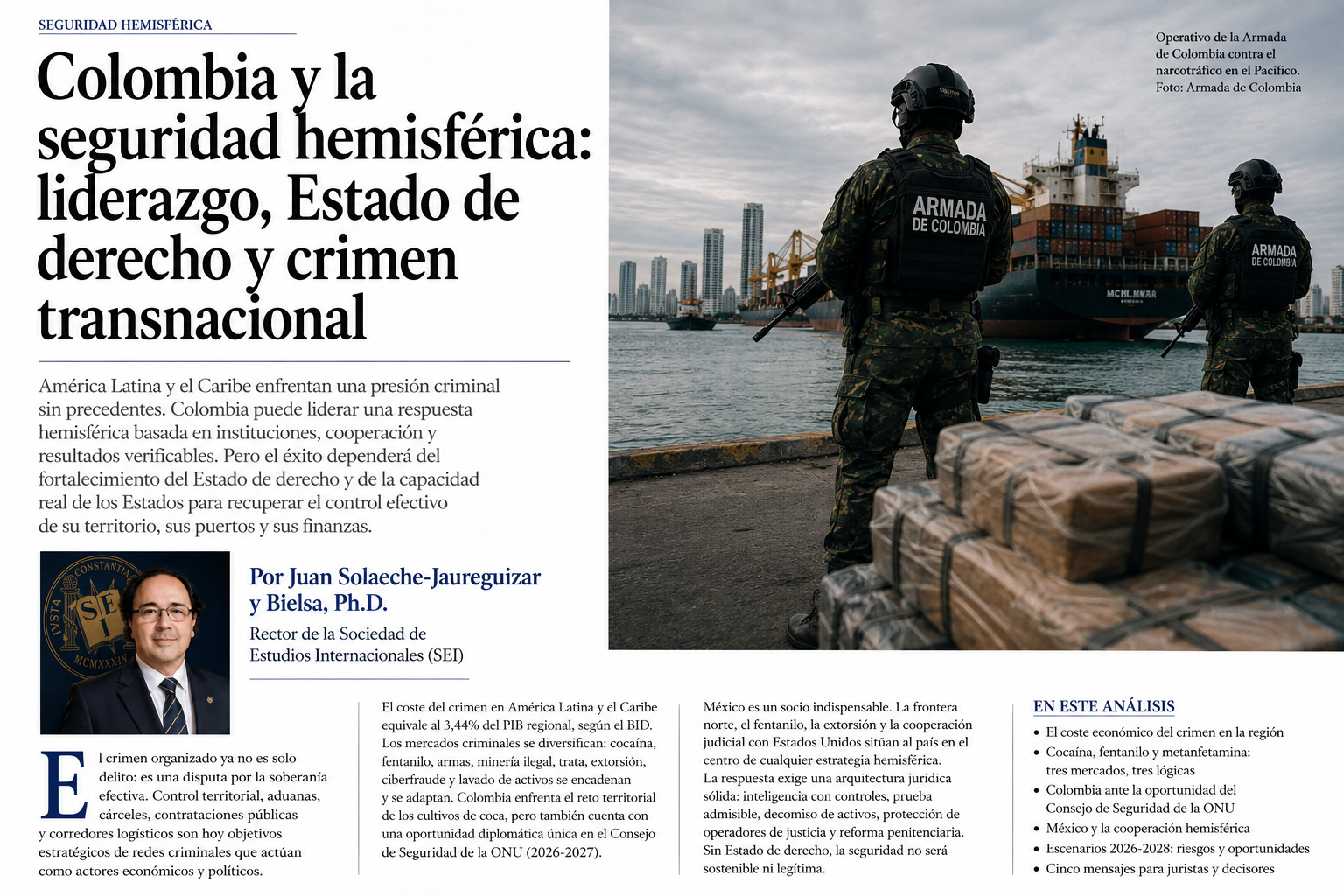 Colombia y la seguridad hemisférica: liderazgo, Estado de derecho y crimen transnacional
